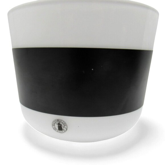 ANNE NILSSON Kosta Boda Glass Bowl Vase White with Black Band Sweden Vintage - Picture 2 of 10